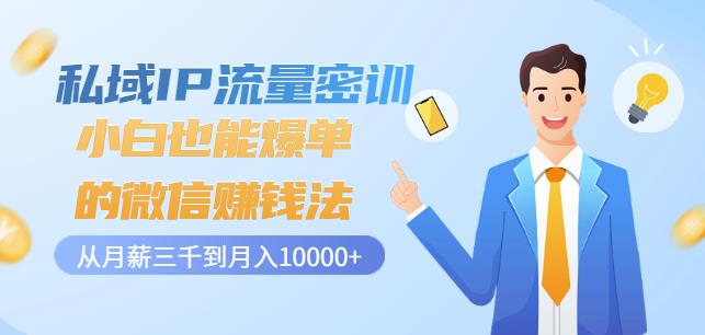 私域IP流量密训:小白也能爆单的微信赚钱法,从月薪三千到月入10000+-赚金金-技能学习分享