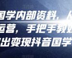 考哥国学内部资料,从剪辑到运营,手把手教如你何做出变现抖音国学号(教程+素材+模板)-赚金金-技能学习分享