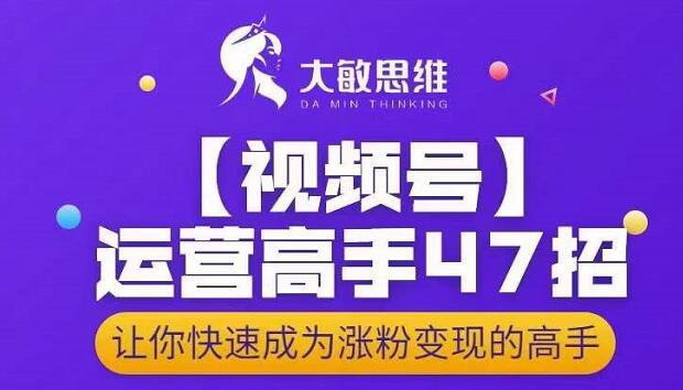 大敏思维-视频号运营高手47招,让你快速成为涨粉变现高手-赚金金-技能学习分享