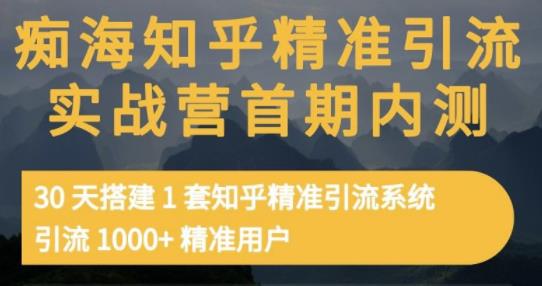痴海知乎精准引流实战营1-2期,30天搭建1套知乎精准引流系统,引流1000+精准用户-赚金金-技能学习分享