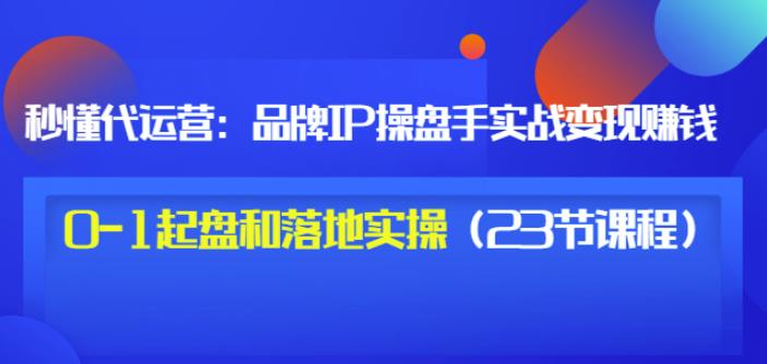 秒懂代运营:品牌IP操盘手实战赚钱,0-1起盘和落地实操(23节课程)价值199-赚金金-技能学习分享