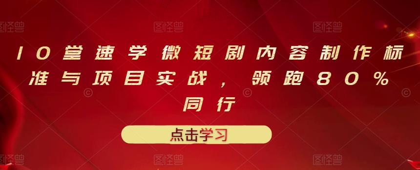 10堂速学微短剧内容制作标准与项目实战,领跑80%同行-赚金金-技能学习分享