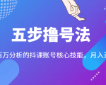 五步撸号法,掌握百万分析的抖课账号核心技能,从逻辑到实操-赚金金-技能学习分享