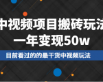 中视频项目搬砖玩法,一年变现50w,目前看过的的最干货中视频玩法-赚金金-技能学习分享