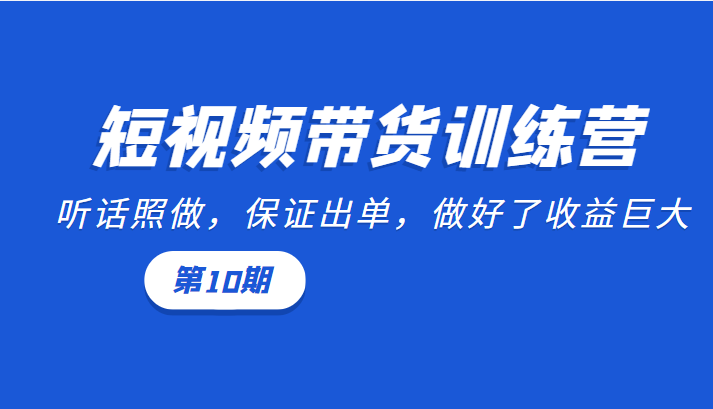 短视频带货训练营:听话照做,保证出单,做好了收益巨大(第10期)-赚金金-技能学习分享
