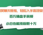 搞笑聊天账号，轻松入手高效变现，百万操盘手亲授，小白也能涨粉数十万-赚金金-技能学习分享