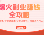 爆火副业赚钱全攻略：实打实演练/学完就能用/全渠道赚钱，带普通人月入３万元-赚金金-技能学习分享