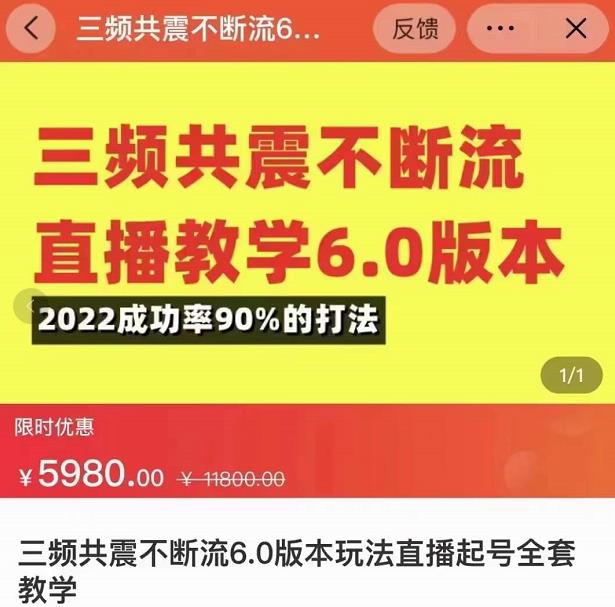 三频共震不断流直播教学6.0版本,2022成功率90%的打法,直播起号全套教学-赚金金-技能学习分享