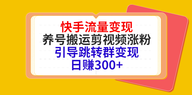 快手流量变现，养号搬运剪视频涨粉，引导跳转群变现日赚300+-赚金金-技能学习分享