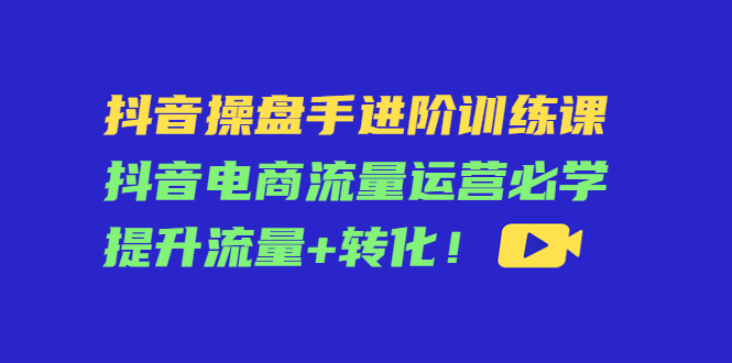 抖音操盘手进阶训练课:抖音电商流量运营必学,提升流量+转化-赚金金-技能学习分享