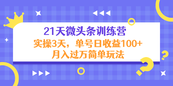 21天微头条训练营,实操3天,单号日收益100+月入过万简单玩法-赚金金-技能学习分享