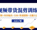 短视频带货混剪训练营:底层逻辑+内容输出+方向+快速涨粉+直播方法-赚金金-技能学习分享