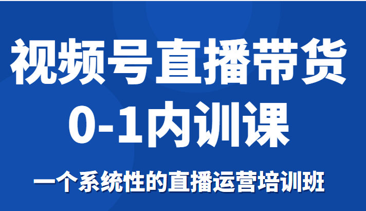 视频号直播带货0-1内训课,一个系统性的直播运营培训班-赚金金-技能学习分享