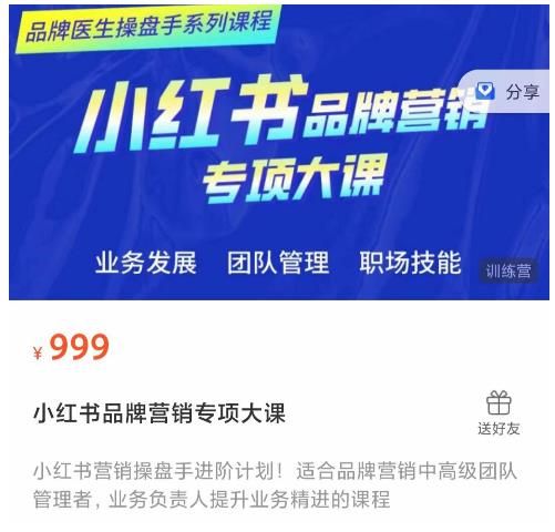 小红书品牌营销专项大课，操盘手进阶，一套能让你提升业务精进的课程-赚金金-技能学习分享