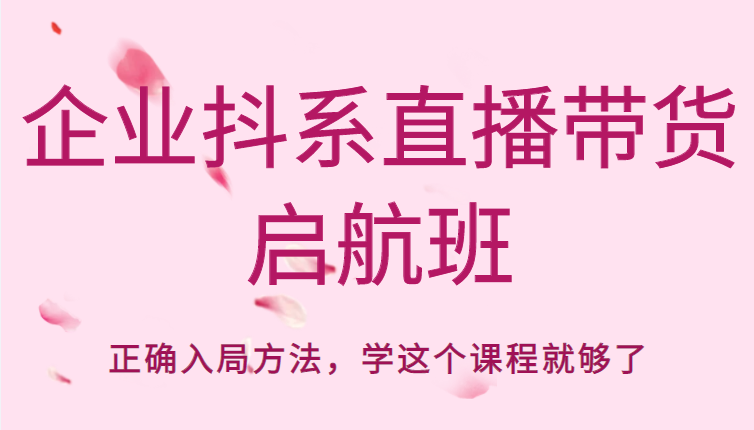 企业抖系直播带货启航班,正确入局方法,学这个课程就够了-赚金金-技能学习分享