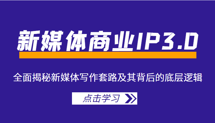 新媒体商业IP3.0,全面揭秘新媒体写作套路及其背后的底层逻辑(价值1299元)-赚金金-技能学习分享