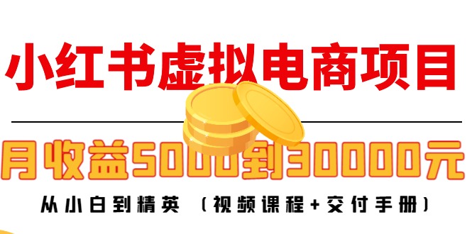 小红书虚拟电商项目:从小白到精英 月收益5000到30000 (视频课程+交付手册)-赚金金-技能学习分享
