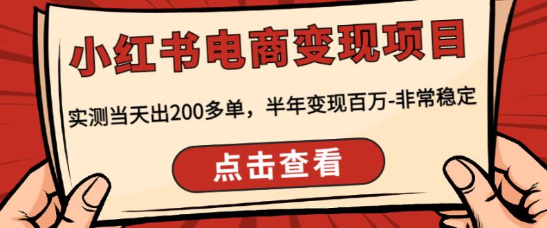 顽石·小红书电商变现项目,实测当天出200多单,半年变现百万,非常稳定-赚金金-技能学习分享