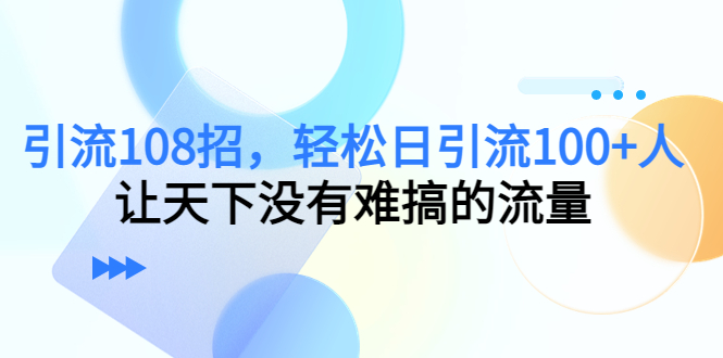 引流108招,轻松日引流100+人,让天下没有难搞的流量-赚金金-技能学习分享