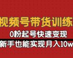 视频号带货训练营：0粉起号快速变现，新手也能实现月入10w+-赚金金-技能学习分享