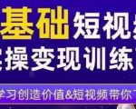 0基础短视频实操变现训练营,3大体系成就百万大V-赚金金-技能学习分享