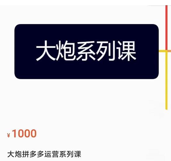 大炮拼多多运营系列课，各类​玩法合集，拼多多运营玩法实操-赚金金-技能学习分享