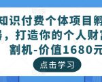 知识付费个体项目孵化器,打造你的个人财富收割机-价值1680元-赚金金-技能学习分享