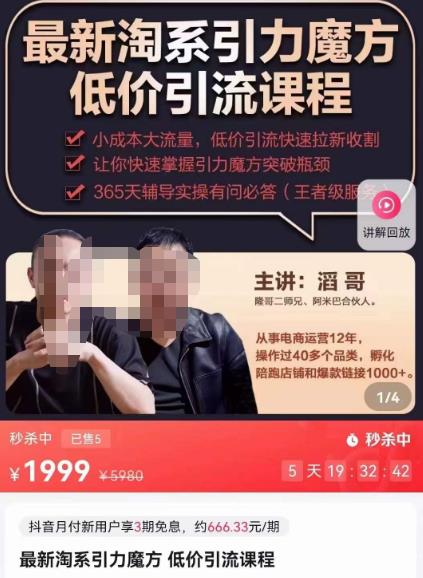 最新淘系引力魔方低价引流课程，小成本大流量，低价引流快速拉新收割-赚金金-技能学习分享