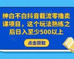 绅白不白抖音截流零撸卖课项目,这个玩法熟练之后日入至少500以上-赚金金-技能学习分享
