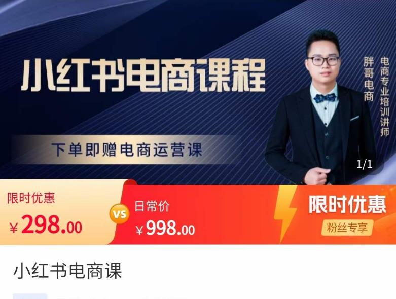 胖哥·小红书电商课程，解决小白做小红书电商时的困惑，让新人也一台手机也能做电商-赚金金-技能学习分享