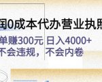 高利润0成本代办营业执照项目:一单赚300元日入4000+不会违规,不会内卷-赚金金-技能学习分享