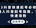 2023抖音快速起号必修课,普通人抖音起号指南,实现快速涨粉-赚金金-技能学习分享