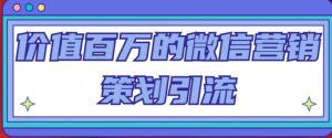 价值百万的微信营销策划引流系列课,每天引流100精准粉-赚金金-技能学习分享