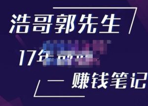 浩哥郭先生17年创业赚米笔记,打开你对很多东西的认知,让你知道原来赚钱或创业不单单是发力就行-赚金金-技能学习分享