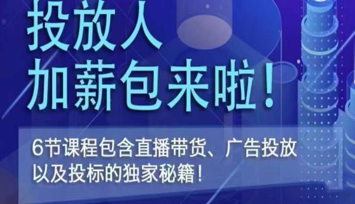 三里屯·投放人薪资包,6节直播课,包含直播带货、广告投放、以及投标的独家秘籍-赚金金-技能学习分享