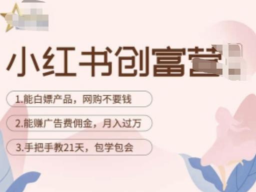 小红书创富营-教小红书带货，陪跑21天，教你赚广告费佣金，月入过万-赚金金-技能学习分享