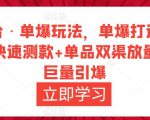 万相台·单爆玩法,单爆打造流程+单品快速测款+单品双渠放量+単品巨量引爆-赚金金-技能学习分享