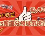 2023新细分领域带货计划:单号单日1000+收益不难,每人可操作3-5个账号-赚金金-技能学习分享
