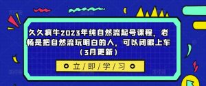 久久疯牛2023年纯自然流起号课程,老杨是把自然流玩明白的人,可以闭眼上车(3月更新)-赚金金-技能学习分享