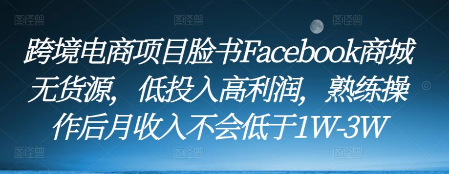 跨境电商项目脸书Facebook商城无货源,低投入高利润,熟练操作后月收入不会低于1W-3W-赚金金-技能学习分享