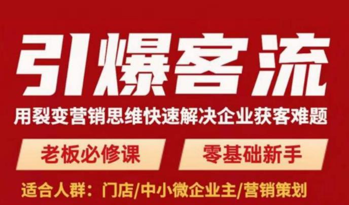 引爆客流,用裂变营销思维快速解决企业获客难题,老板必修课,零基础新手-赚金金-技能学习分享