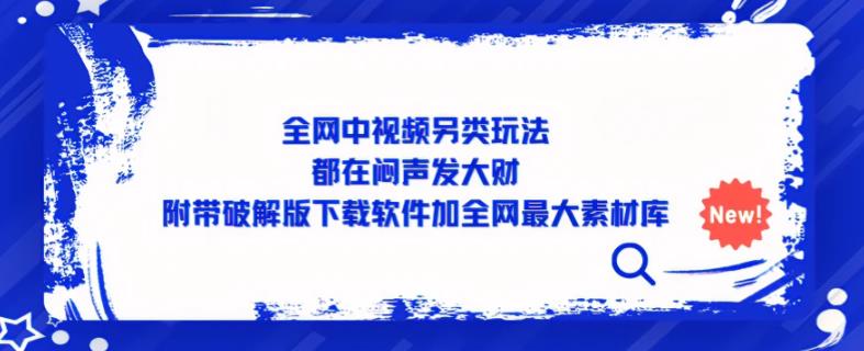 全网中视频另类玩法,都在闷声发大财,附带破解版下载软件加全网最大素材库-赚金金-技能学习分享