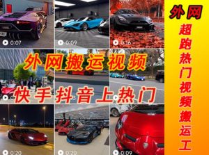 外面收费398元外网超跑豪车汽车视频搬运至快手抖音上热门项目,只需一步手机就可以操作-赚金金-技能学习分享