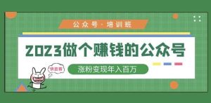 2023公众号培训班,2023做个赚钱的公众号,涨粉变现年入百万!-赚金金-技能学习分享