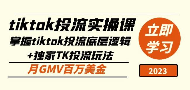 tiktok投流实操课:掌握tiktok投流底层逻辑+独家TK投流玩法月GMV百万美金-赚金金-技能学习分享