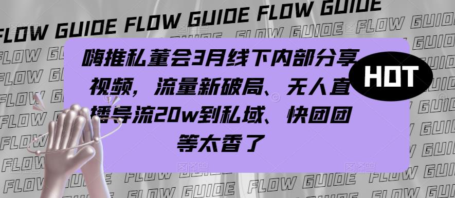 嗨推私董会3月线下内部分享视频,流量新破局、无人直播导流20w到私域、快团团等太香了-赚金金-技能学习分享