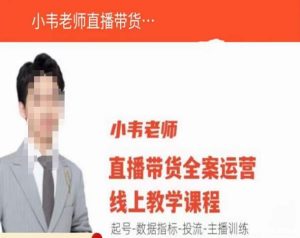 小韦老师直播带货运营线上教学,起号-数据指标-投流-主播训练-赚金金-技能学习分享