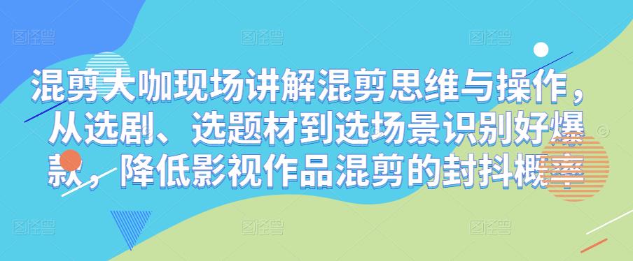 混剪大咖现场讲解混剪思维与操作,从选剧、选题材到选场景识别好爆款,降低影视作品混剪的封抖概率-赚金金-技能学习分享