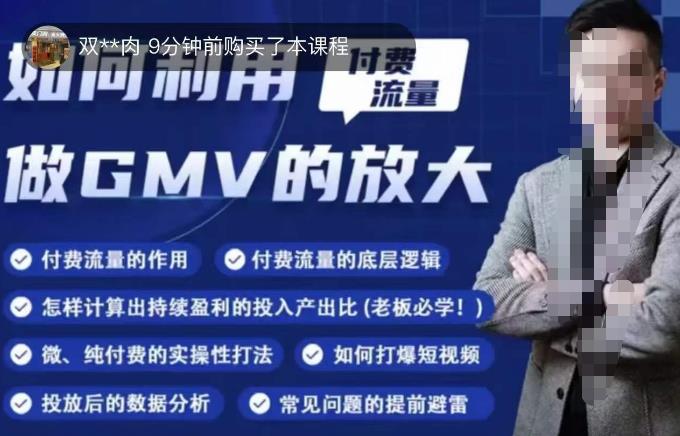 如何利用付费流量GMV的放大，微付费、纯付费的实操型打法-赚金金-技能学习分享