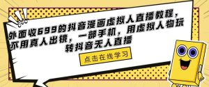 外面收699的抖音漫画虚拟人直播教程，不用真人出镜，一部手机，用虚拟人物玩转抖音无人直播-赚金金-技能学习分享